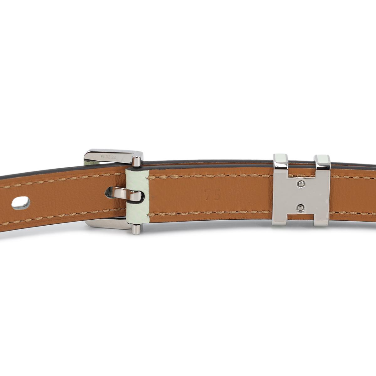 未使用保存品 HERMÈS 愛馬仕 Pop H 腰帶 0S 氣泡綠 Vert Fizz Epsom 皮 銀扣 U刻 2022年 - 8