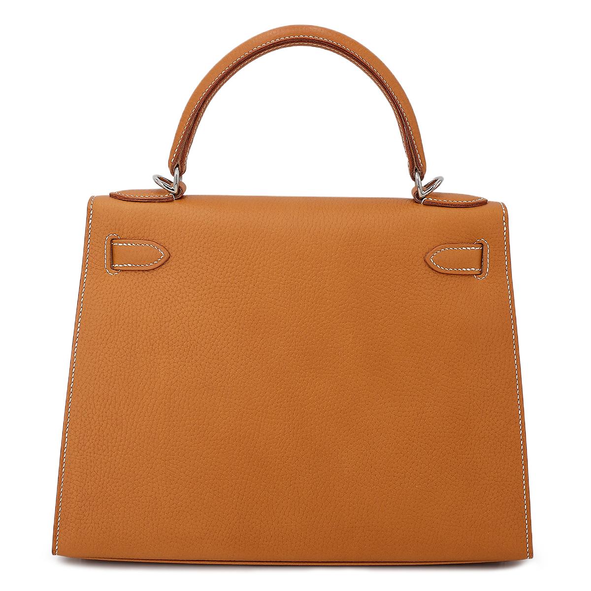 Unused ( Rank NS ) HERMÈS Kelly 28 Sellier Natural Sable (21) Natural Graine Palladium hardware D (2019) - 3