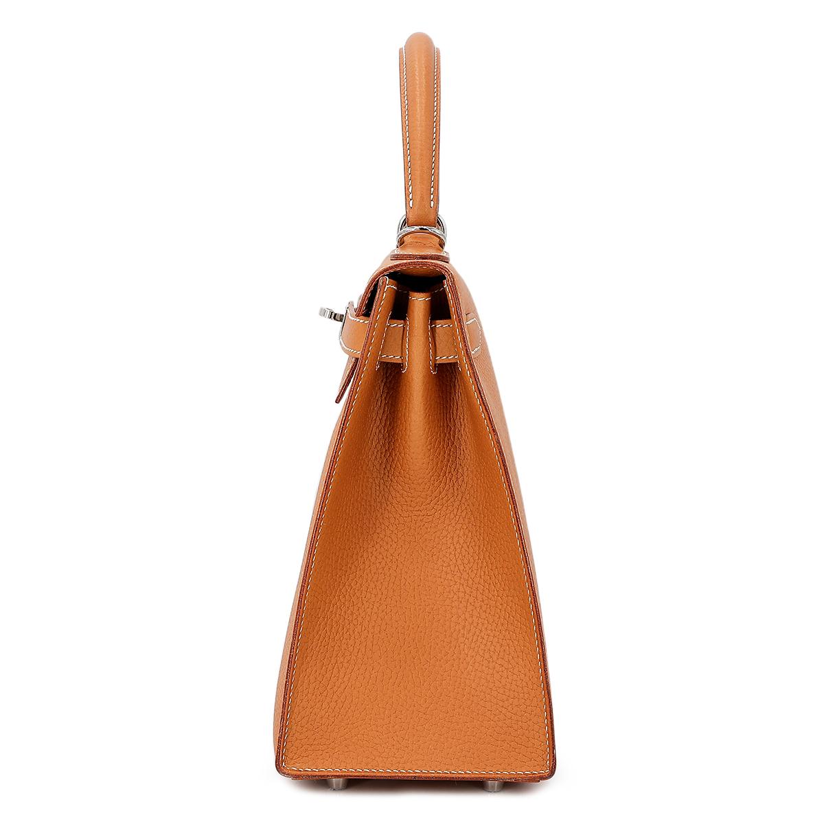 Unused ( Rank NS ) HERMÈS Kelly 28 Sellier Natural Sable (21) Natural Graine Palladium hardware D (2019) - 4