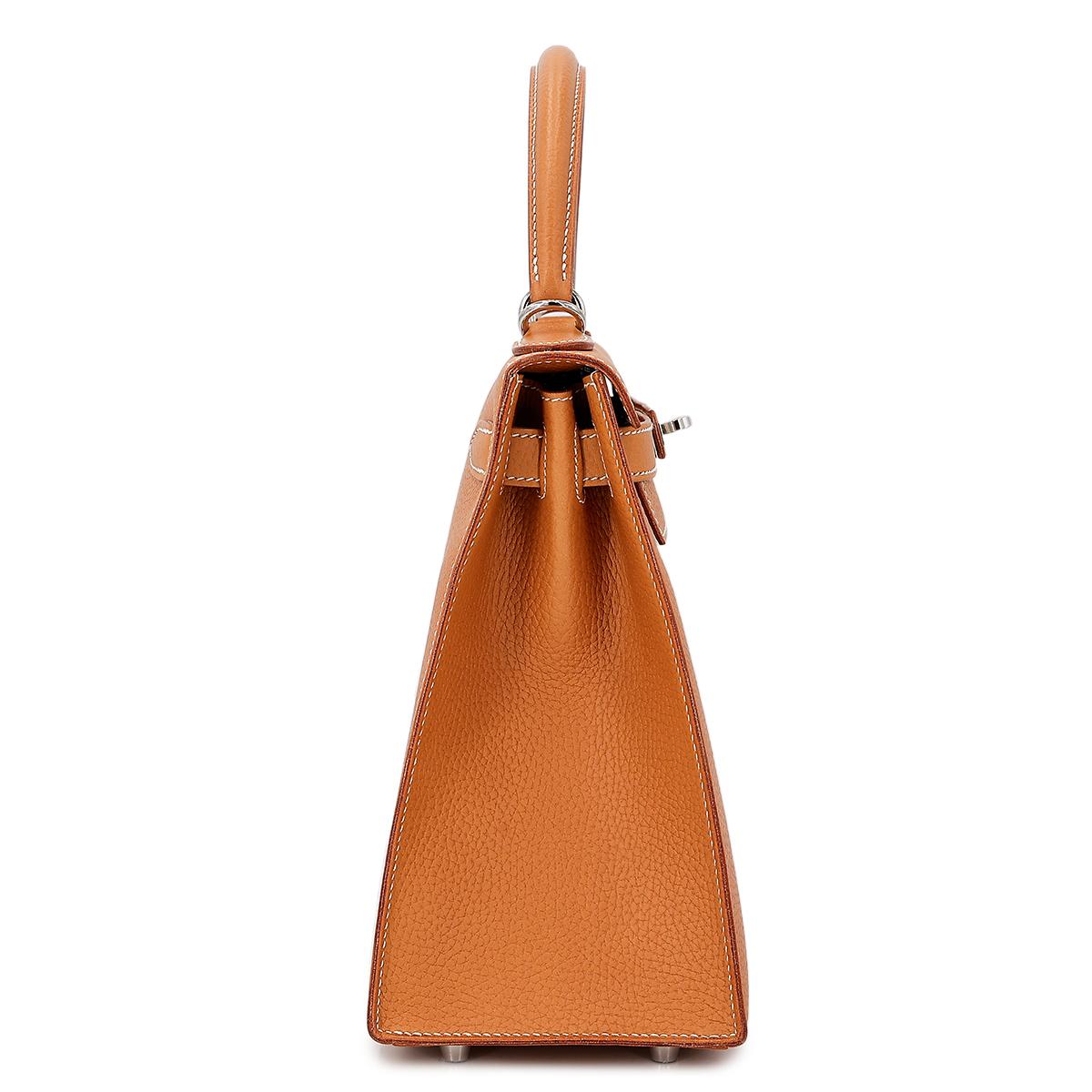 Unused ( Rank NS ) HERMÈS Kelly 28 Sellier Natural Sable (21) Natural Graine Palladium hardware D (2019) - 5