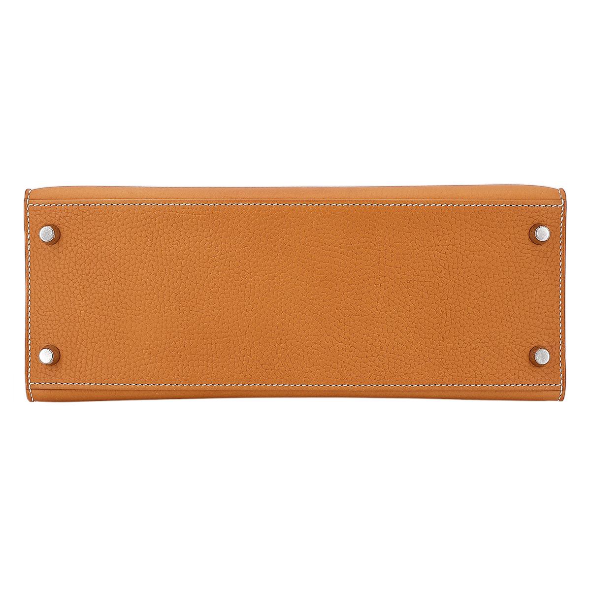 Unused ( Rank NS ) HERMÈS Kelly 28 Sellier Natural Sable (21) Natural Graine Palladium hardware D (2019) - 7