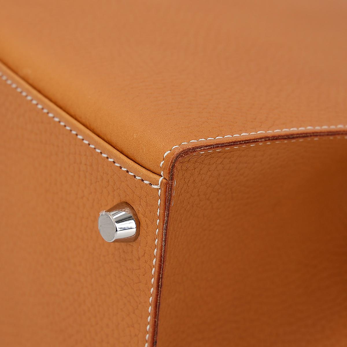 Unused ( Rank NS ) HERMÈS Kelly 28 Sellier Natural Sable (21) Natural Graine Palladium hardware D (2019) - 10