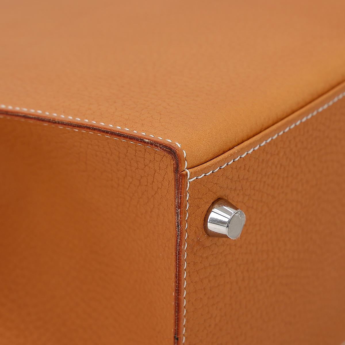 Unused ( Rank NS ) HERMÈS Kelly 28 Sellier Natural Sable (21) Natural Graine Palladium hardware D (2019) - 11