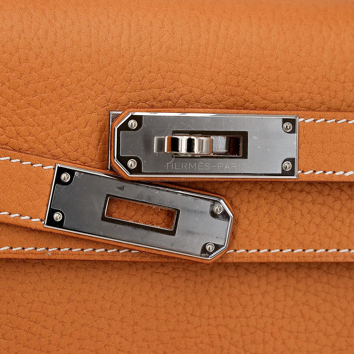 Unused ( Rank NS ) HERMÈS Kelly 28 Sellier Natural Sable (21) Natural Graine Palladium hardware D (2019) - 12