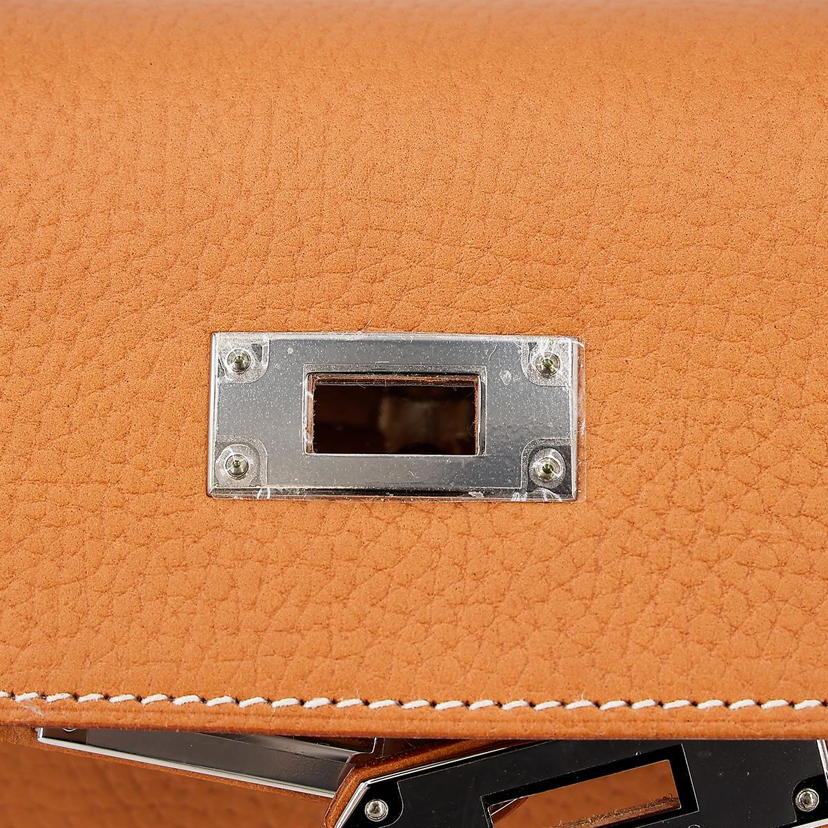 Unused ( Rank NS ) HERMÈS Kelly 28 Sellier Natural Sable (21) Natural Graine Palladium hardware D (2019) - 14