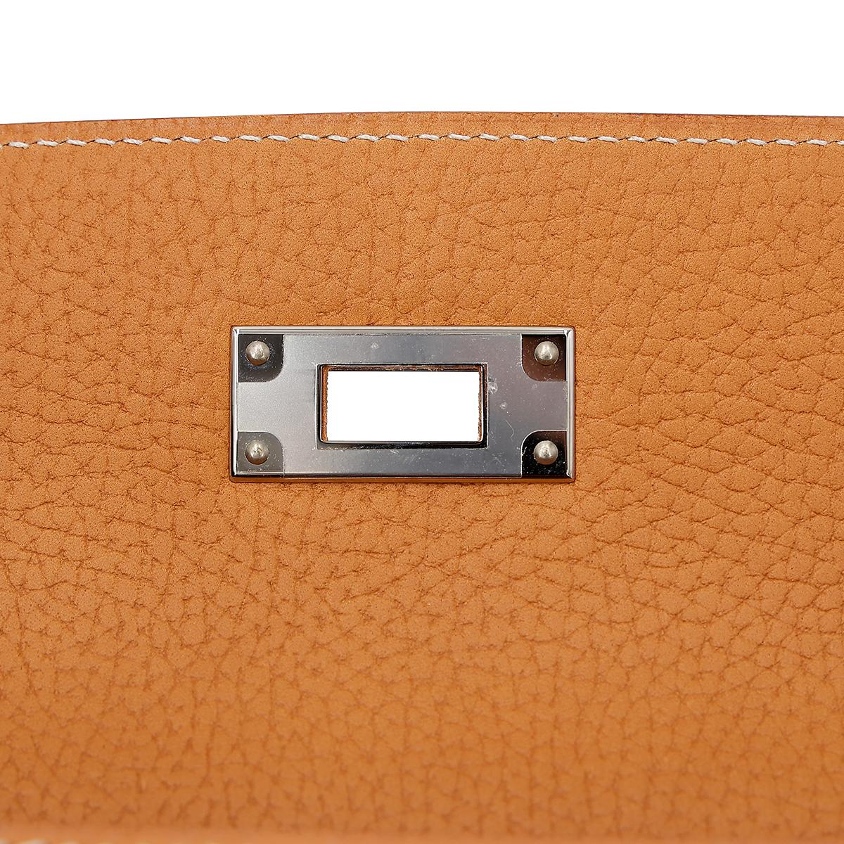 Unused ( Rank NS ) HERMÈS Kelly 28 Sellier Natural Sable (21) Natural Graine Palladium hardware D (2019) - 15