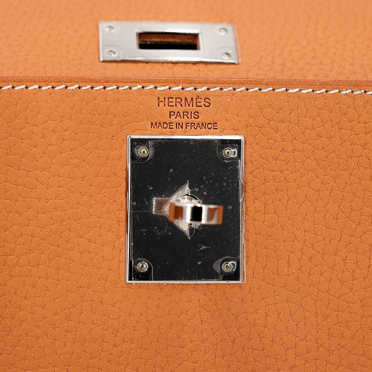 Unused ( Rank NS ) HERMÈS Kelly 28 Sellier Natural Sable (21) Natural Graine Palladium hardware D (2019) - 16