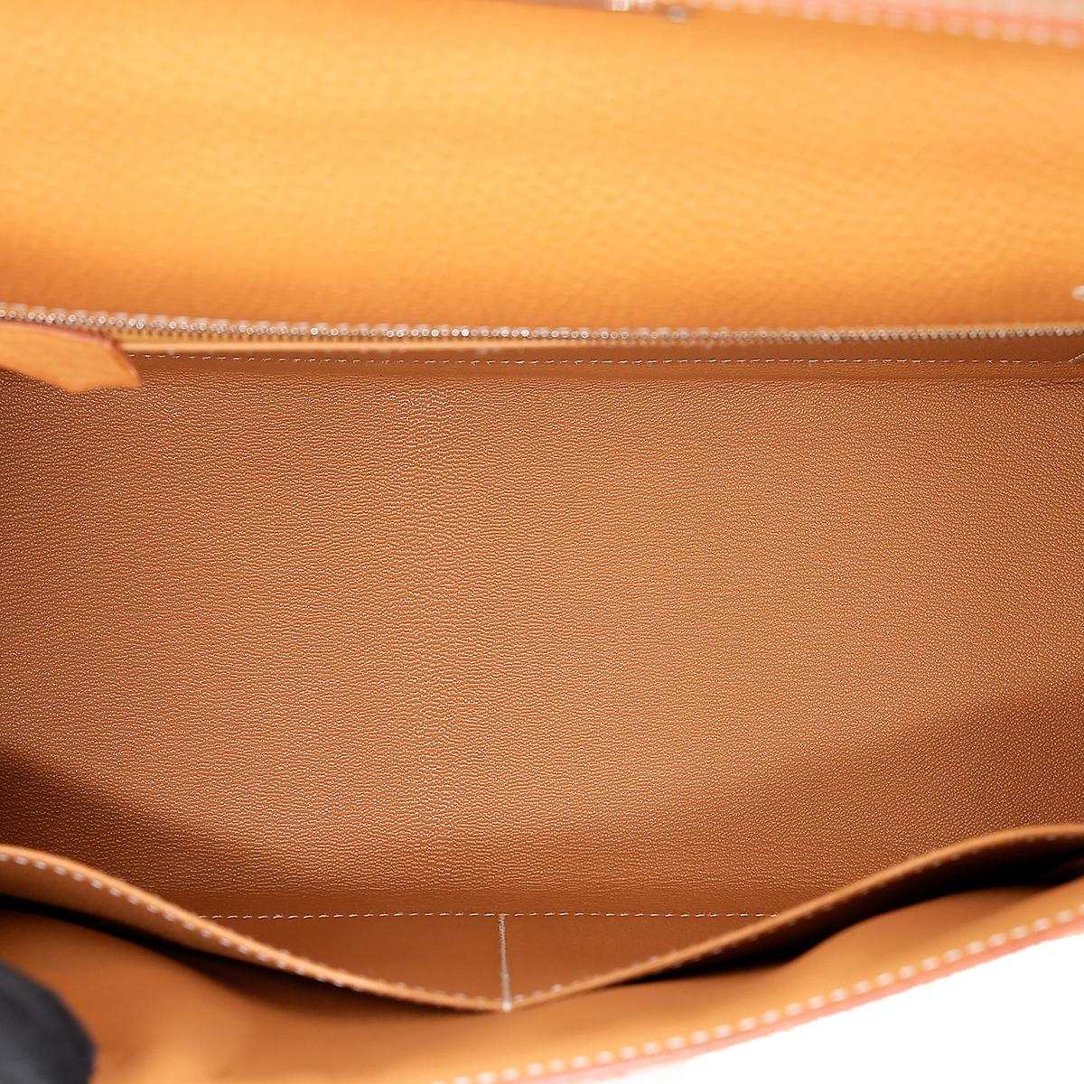 Unused ( Rank NS ) HERMÈS Kelly 28 Sellier Natural Sable (21) Natural Graine Palladium hardware D (2019) - 17