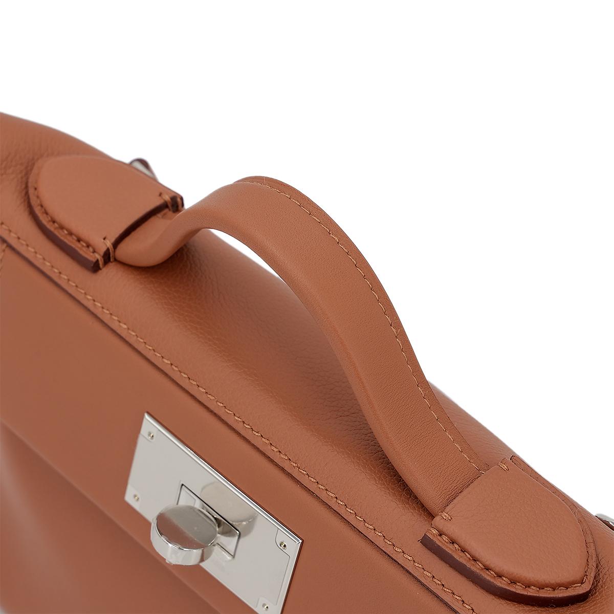 全新 HERMÈS 愛馬仕 24/24 - 21 mini 37 金棕色 Gold Evercolor皮 銀扣 B刻 2023年 - 6