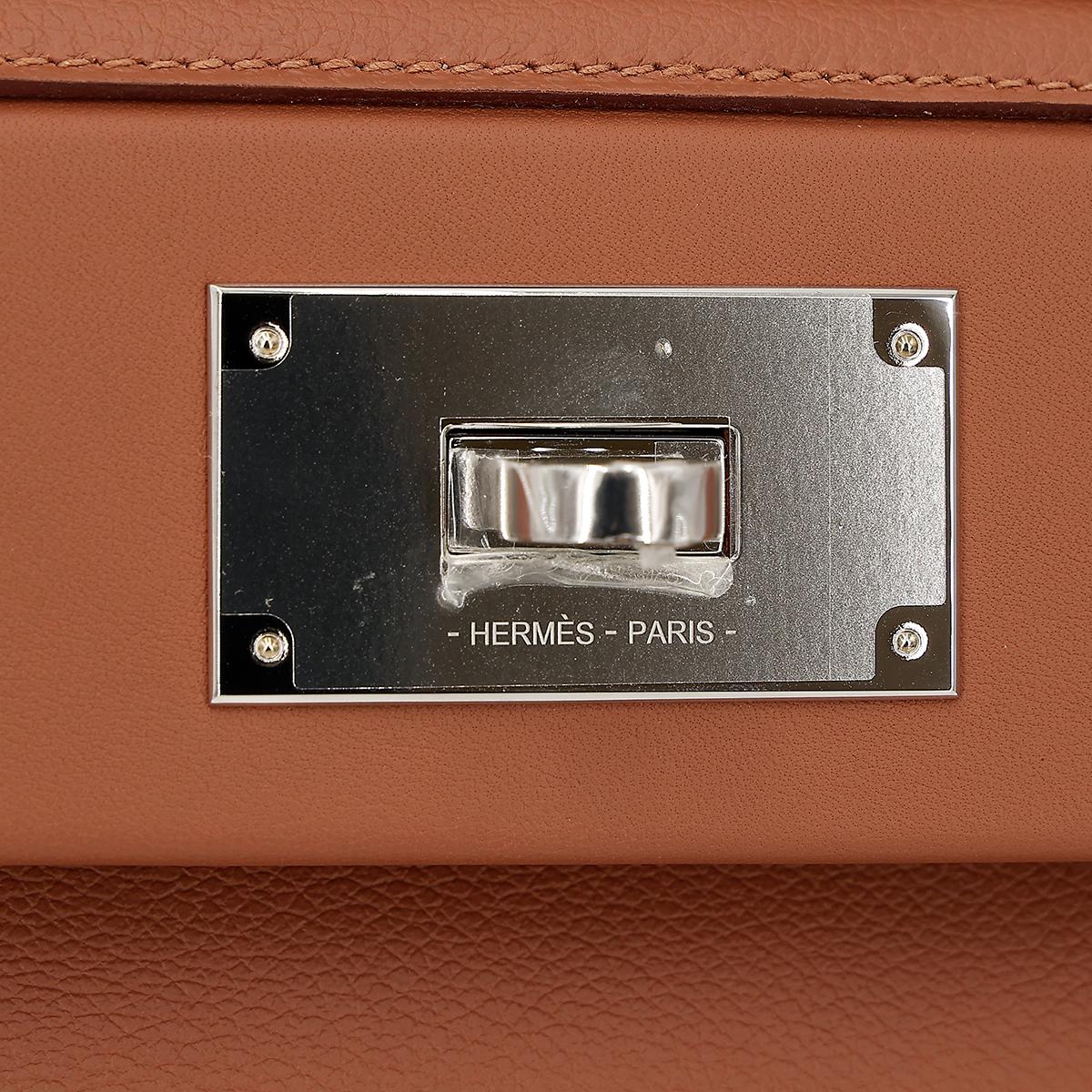 全新 HERMÈS 愛馬仕 24/24 - 21 mini 37 金棕色 Gold Evercolor皮 銀扣 B刻 2023年 - 15