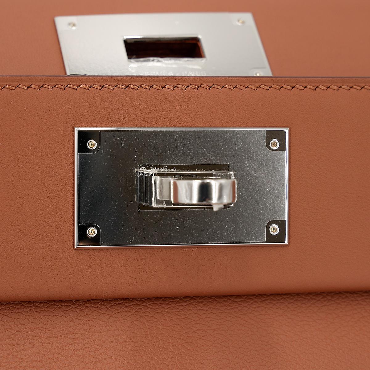 全新 HERMÈS 愛馬仕 24/24 - 21 mini 37 金棕色 Gold Evercolor皮 銀扣 B刻 2023年 - 14