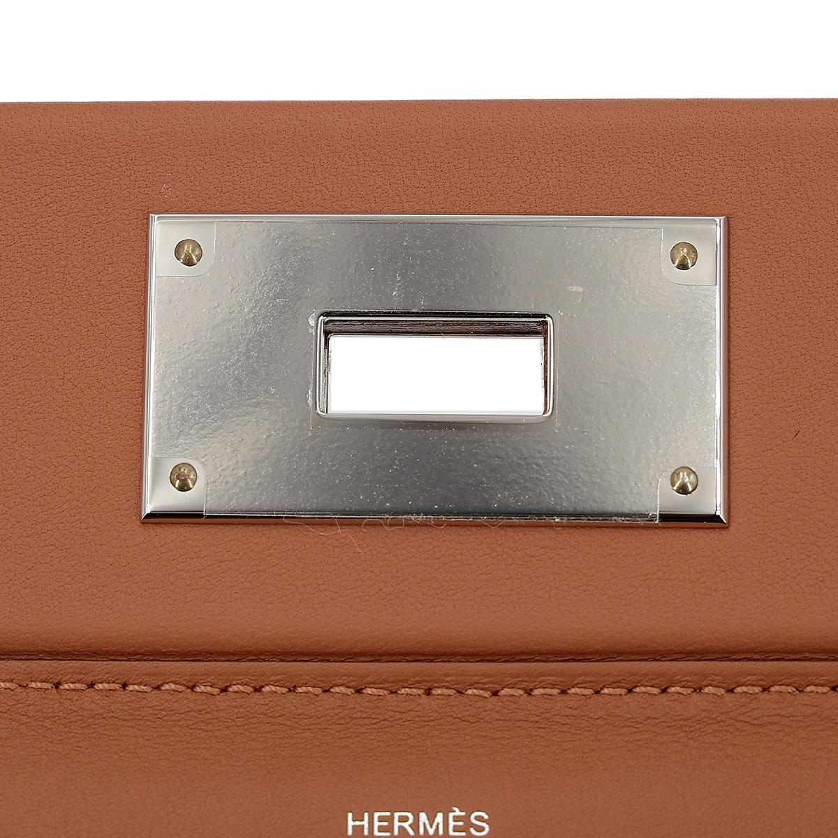 全新 HERMÈS 愛馬仕 24/24 - 21 mini 37 金棕色 Gold Evercolor皮 銀扣 B刻 2023年 - 16