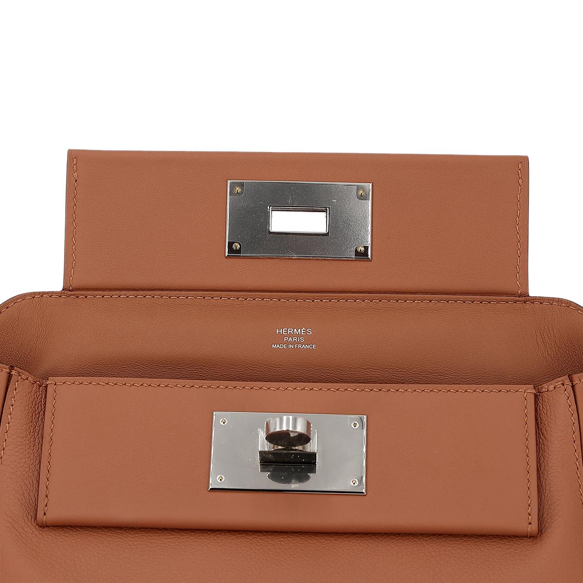 全新 HERMÈS 愛馬仕 24/24 - 21 mini 37 金棕色 Gold Evercolor皮 銀扣 B刻 2023年 - 12