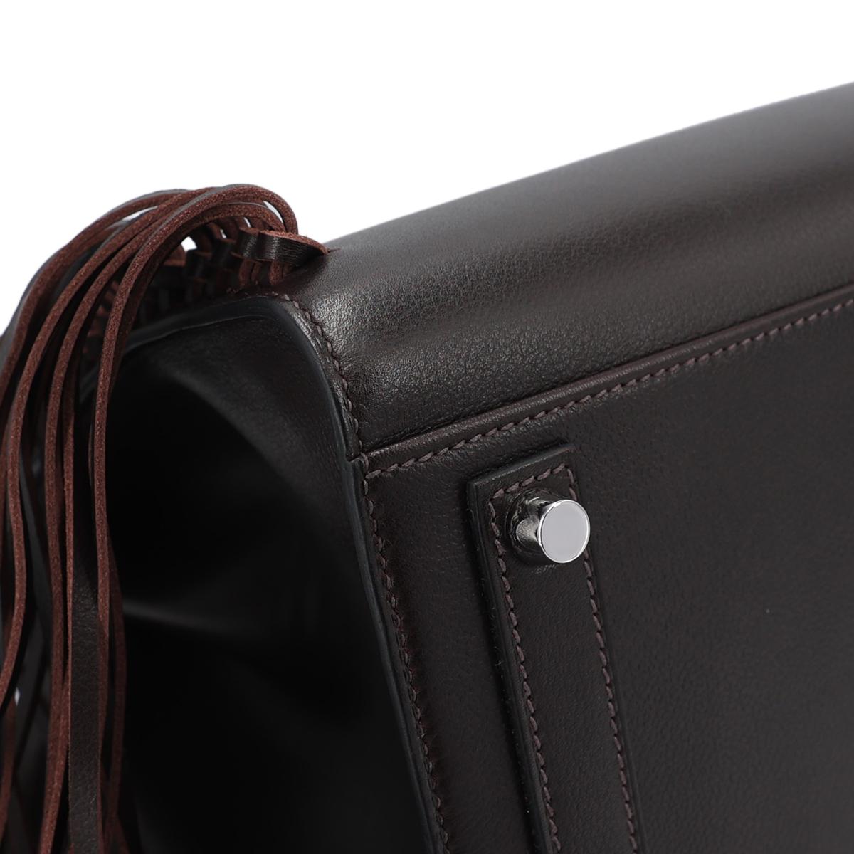 Brand New ( Rank N ) HERMÈS Limited Edition Birkin 35 Anate Fringe Ebene (46) Evergrain Palladium hardware B (2023) - 8