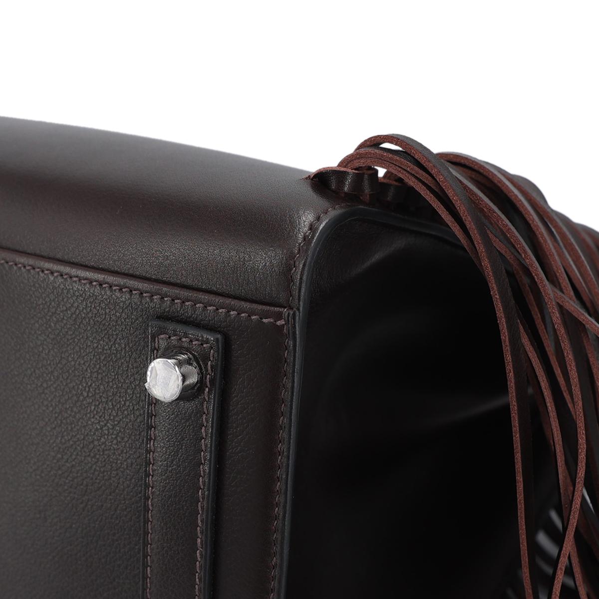 Brand New ( Rank N ) HERMÈS Limited Edition Birkin 35 Anate Fringe Ebene (46) Evergrain Palladium hardware B (2023) - 9