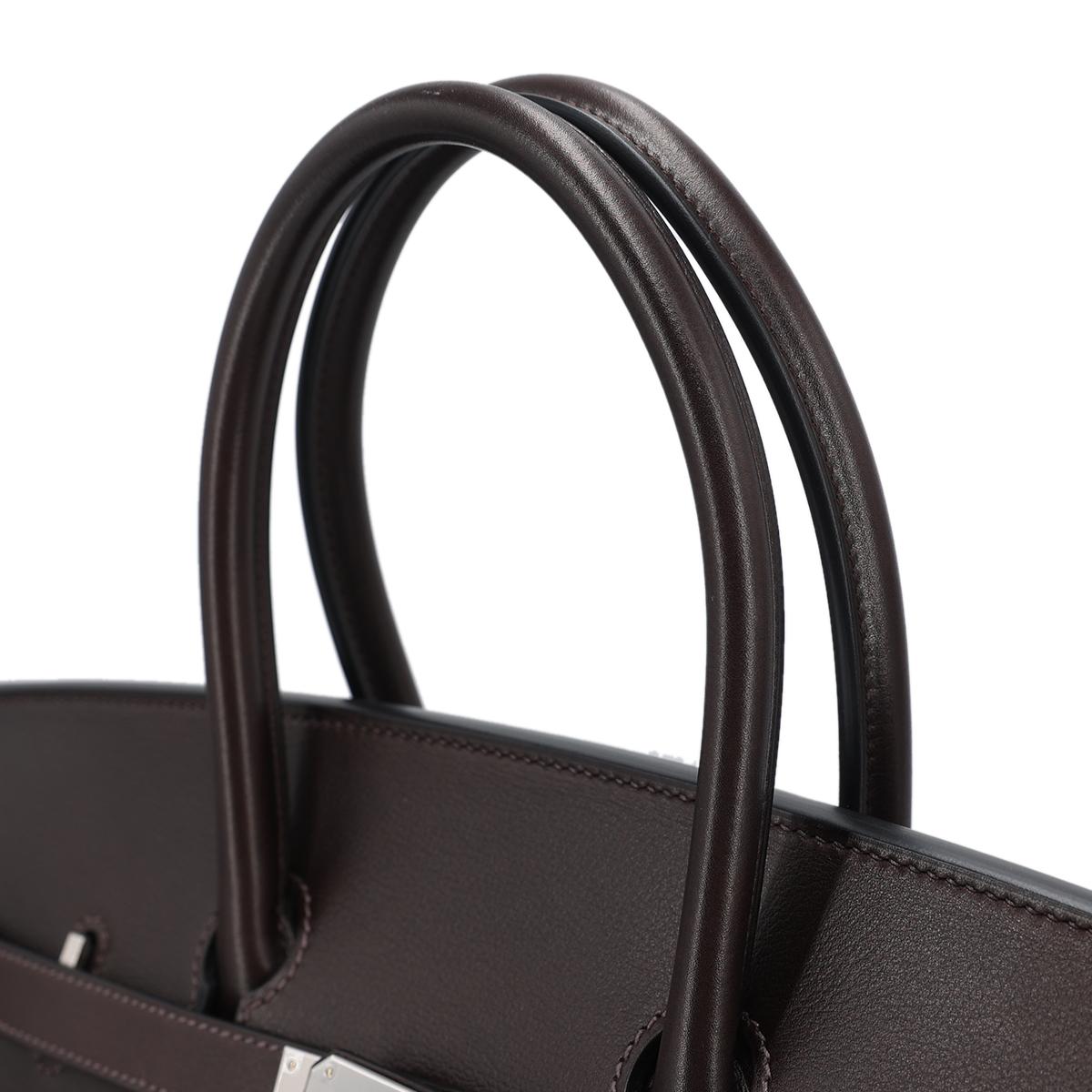 Brand New ( Rank N ) HERMÈS Limited Edition Birkin 35 Anate Fringe Ebene (46) Evergrain Palladium hardware B (2023) - 6