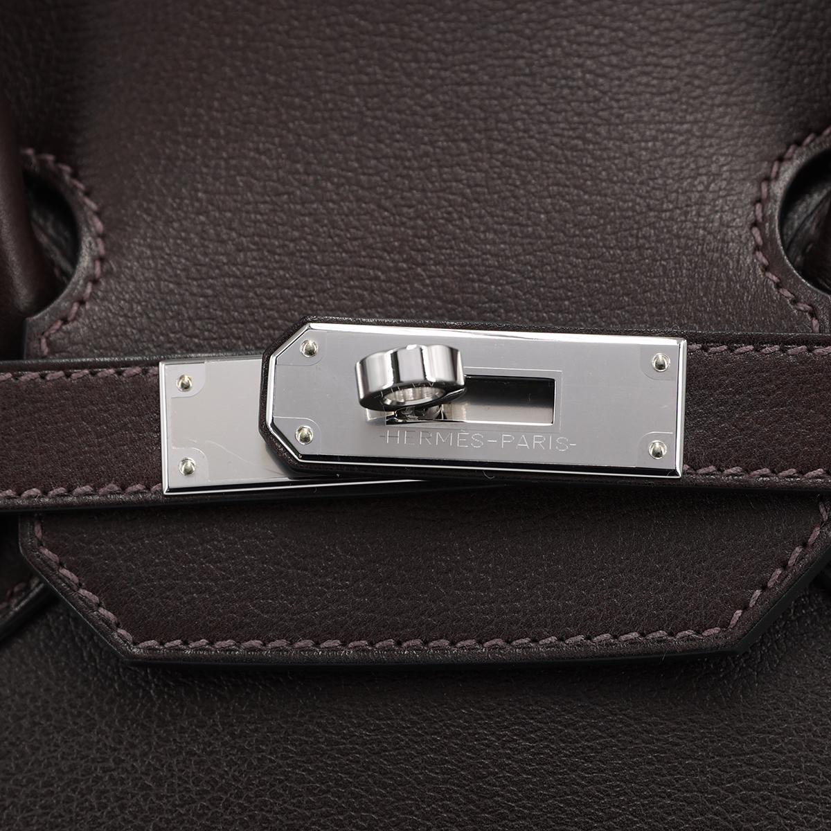 Brand New ( Rank N ) HERMÈS Limited Edition Birkin 35 Anate Fringe Ebene (46) Evergrain Palladium hardware B (2023) - 13