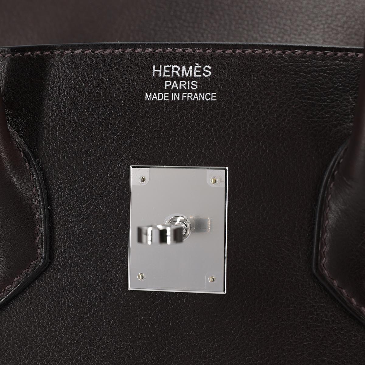 Brand New ( Rank N ) HERMÈS Limited Edition Birkin 35 Anate Fringe Ebene (46) Evergrain Palladium hardware B (2023) - 14