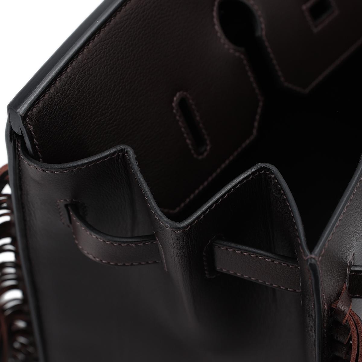 Brand New ( Rank N ) HERMÈS Limited Edition Birkin 35 Anate Fringe Ebene (46) Evergrain Palladium hardware B (2023) - 17