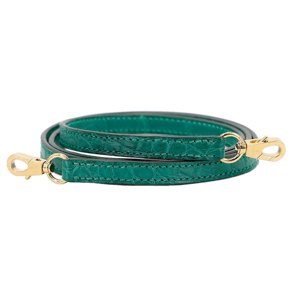 Unused ( Rank NS ) HERMÈS Mini Kelly II Malachite (Z6) Matte Alligator Gold hardware U (2022) - 20
