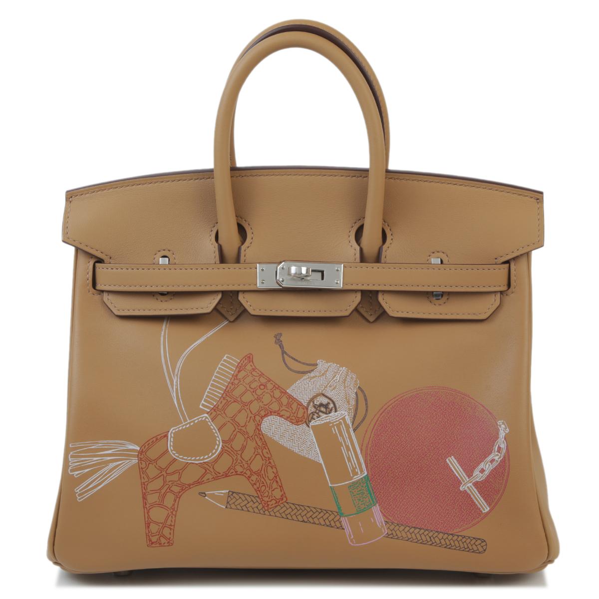 Unused ( Rank NS ) HERMÈS Limited Edition Birkin 25  In & Out Biscuit (4B) Swift Palladium hardware Z (2021) - 1