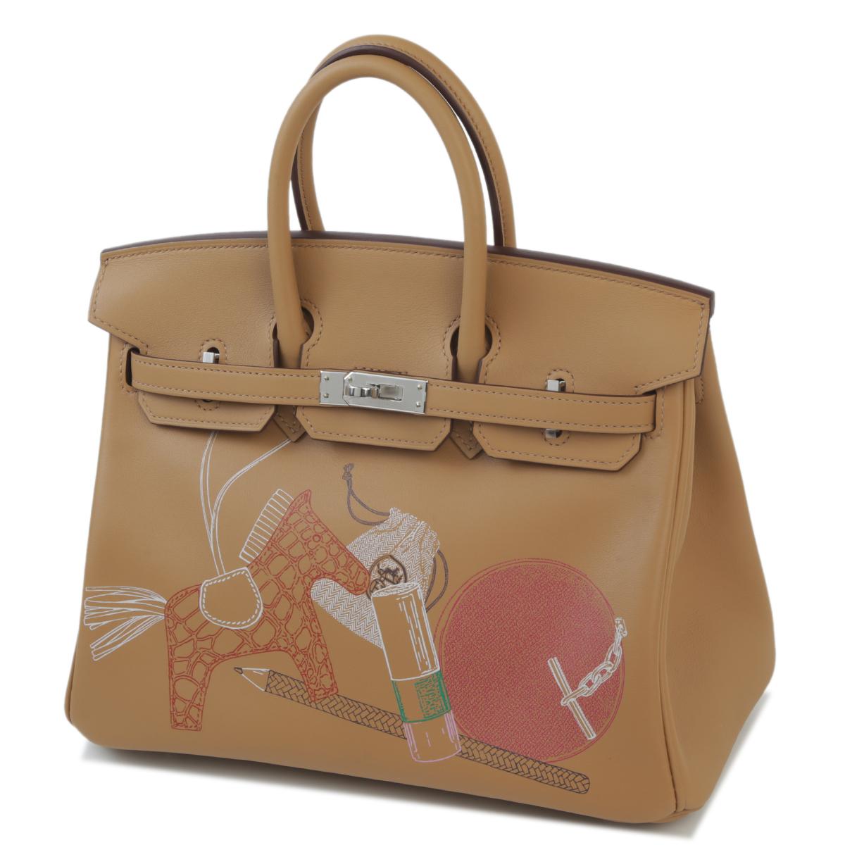 Unused ( Rank NS ) HERMÈS Limited Edition Birkin 25  In & Out Biscuit (4B) Swift Palladium hardware Z (2021) - 2
