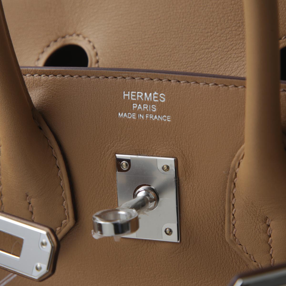 Unused ( Rank NS ) HERMÈS Limited Edition Birkin 25  In & Out Biscuit (4B) Swift Palladium hardware Z (2021) - 13