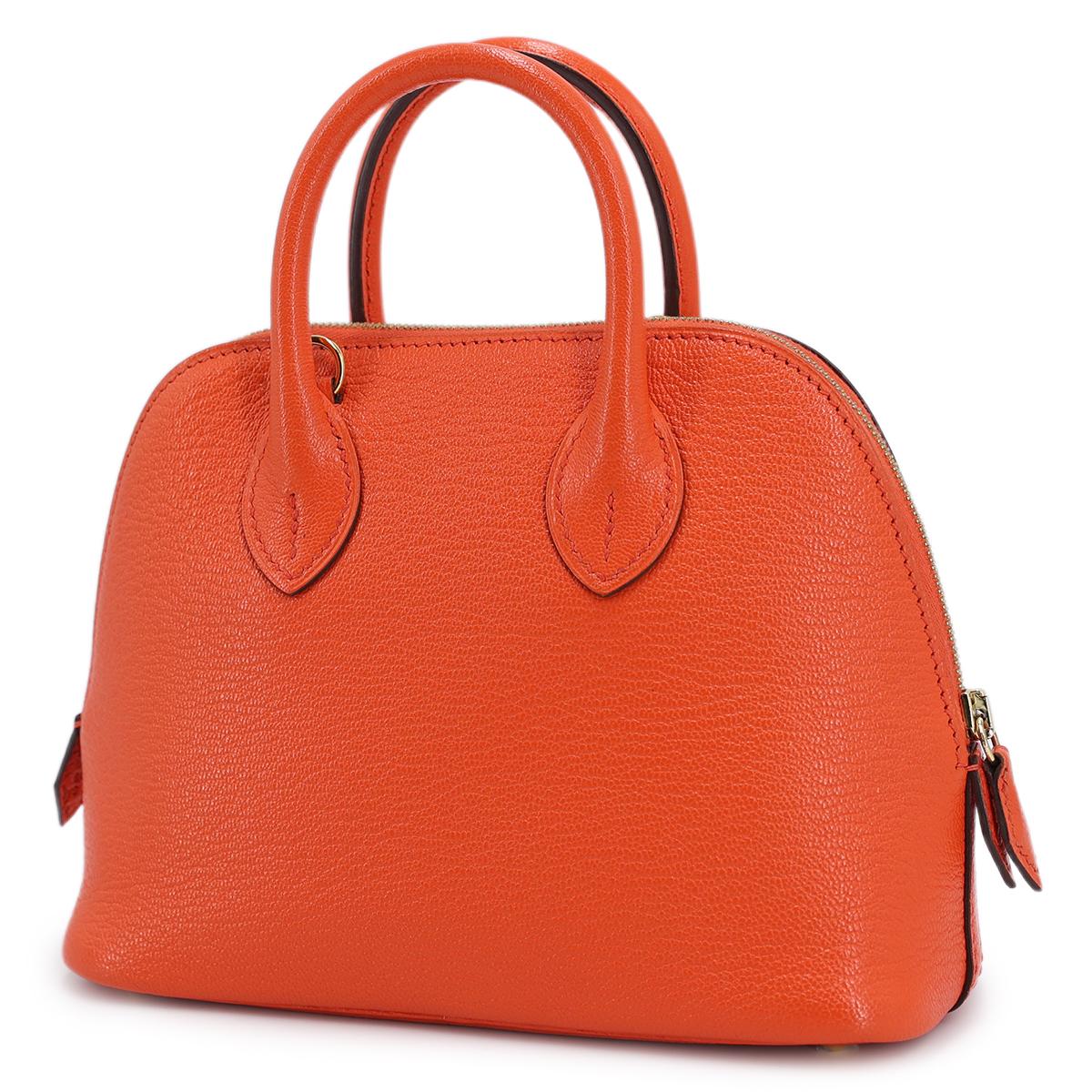 Very Good ( Rank A) HERMÈS Mini Bolide 1923 Orange Poppy (8V) Chevre Gold hardware A (2017) - 2