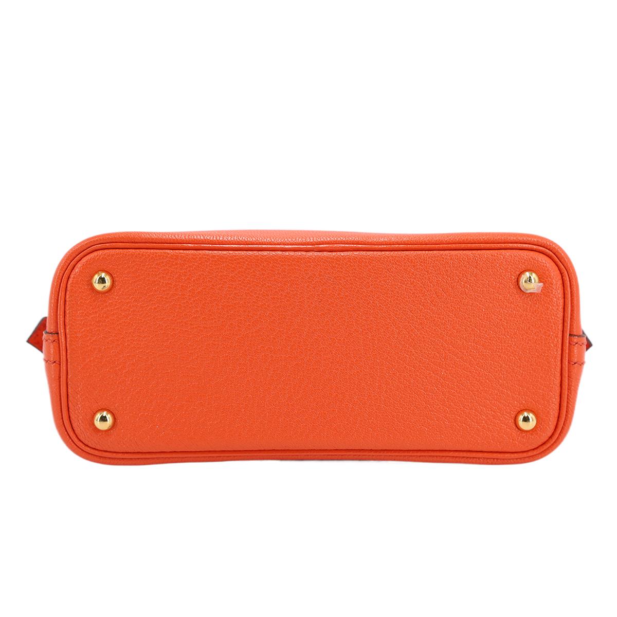 Very Good ( Rank A) HERMÈS Mini Bolide 1923 Orange Poppy (8V) Chevre Gold hardware A (2017) - 6