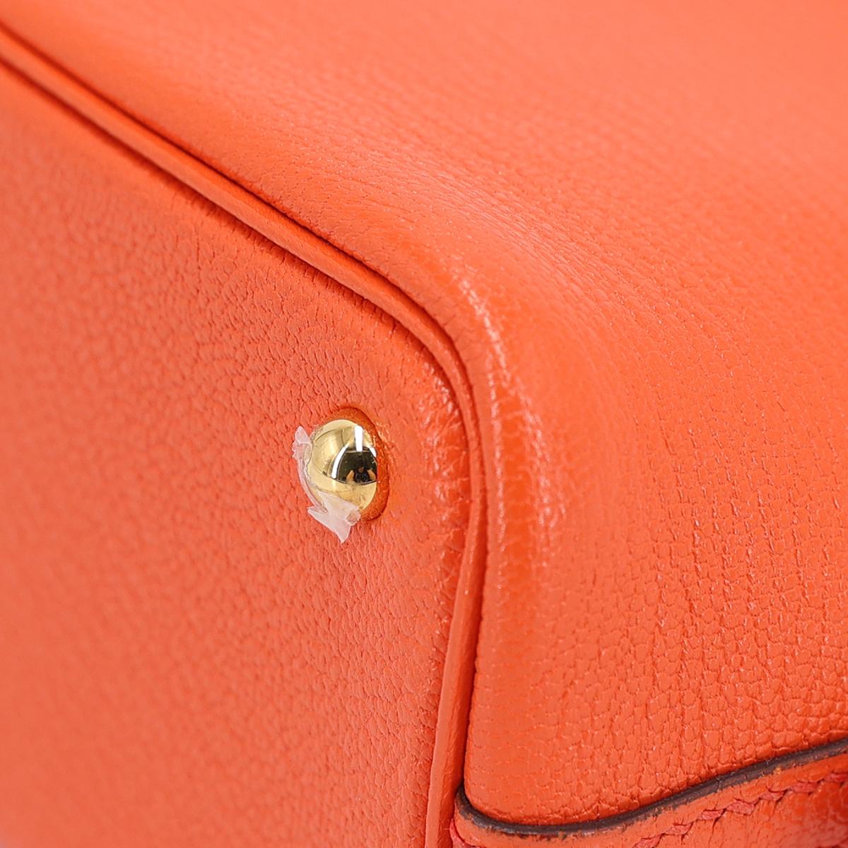 Very Good ( Rank A) HERMÈS Mini Bolide 1923 Orange Poppy (8V) Chevre Gold hardware A (2017) - 10
