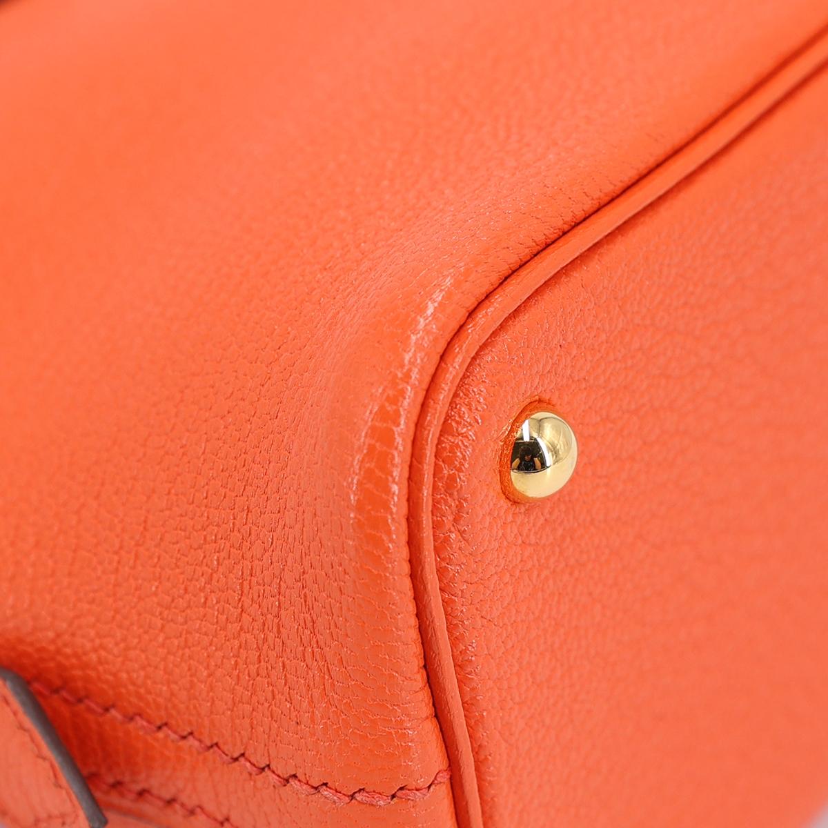 Very Good ( Rank A) HERMÈS Mini Bolide 1923 Orange Poppy (8V) Chevre Gold hardware A (2017) - 9
