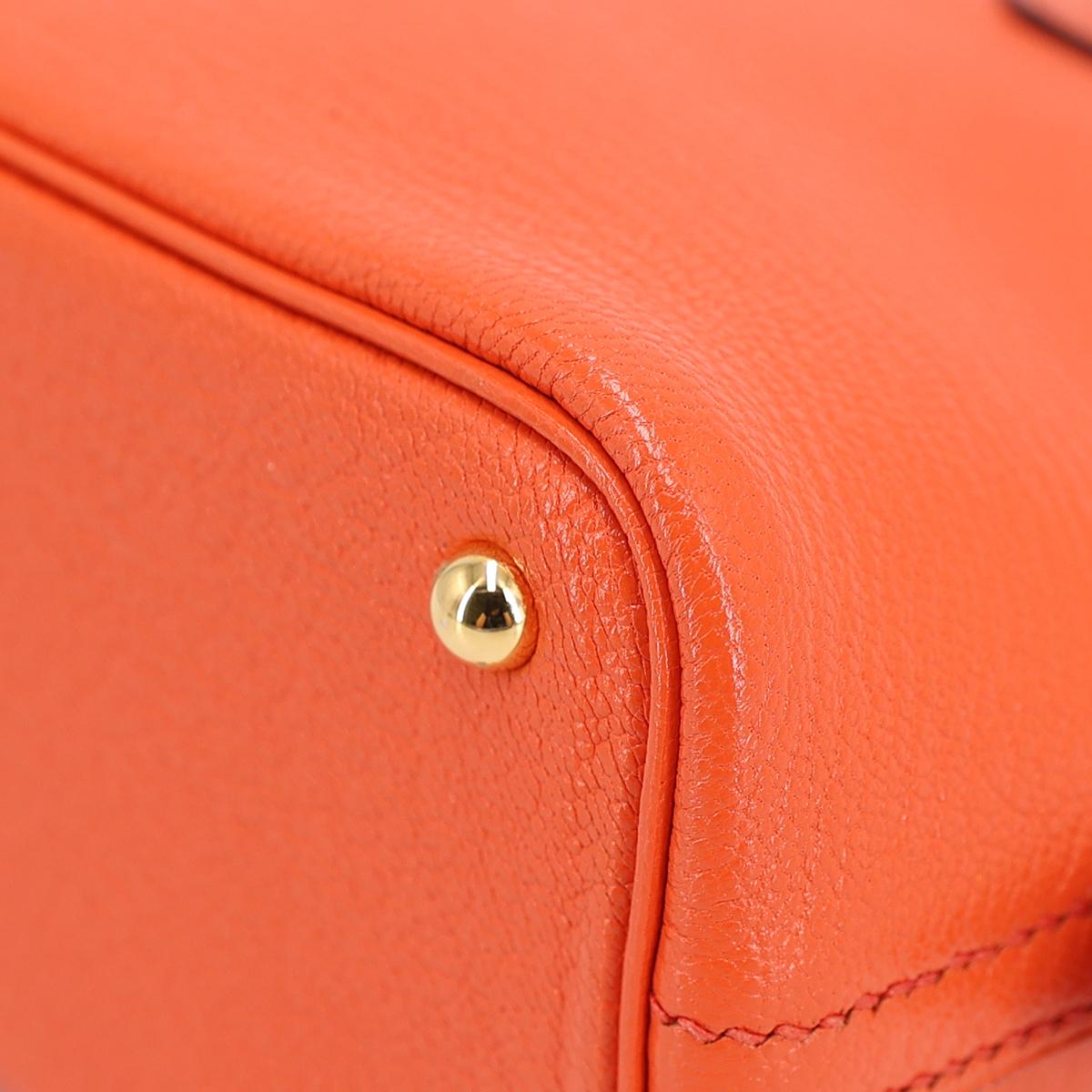 Very Good ( Rank A) HERMÈS Mini Bolide 1923 Orange Poppy (8V) Chevre Gold hardware A (2017) - 8