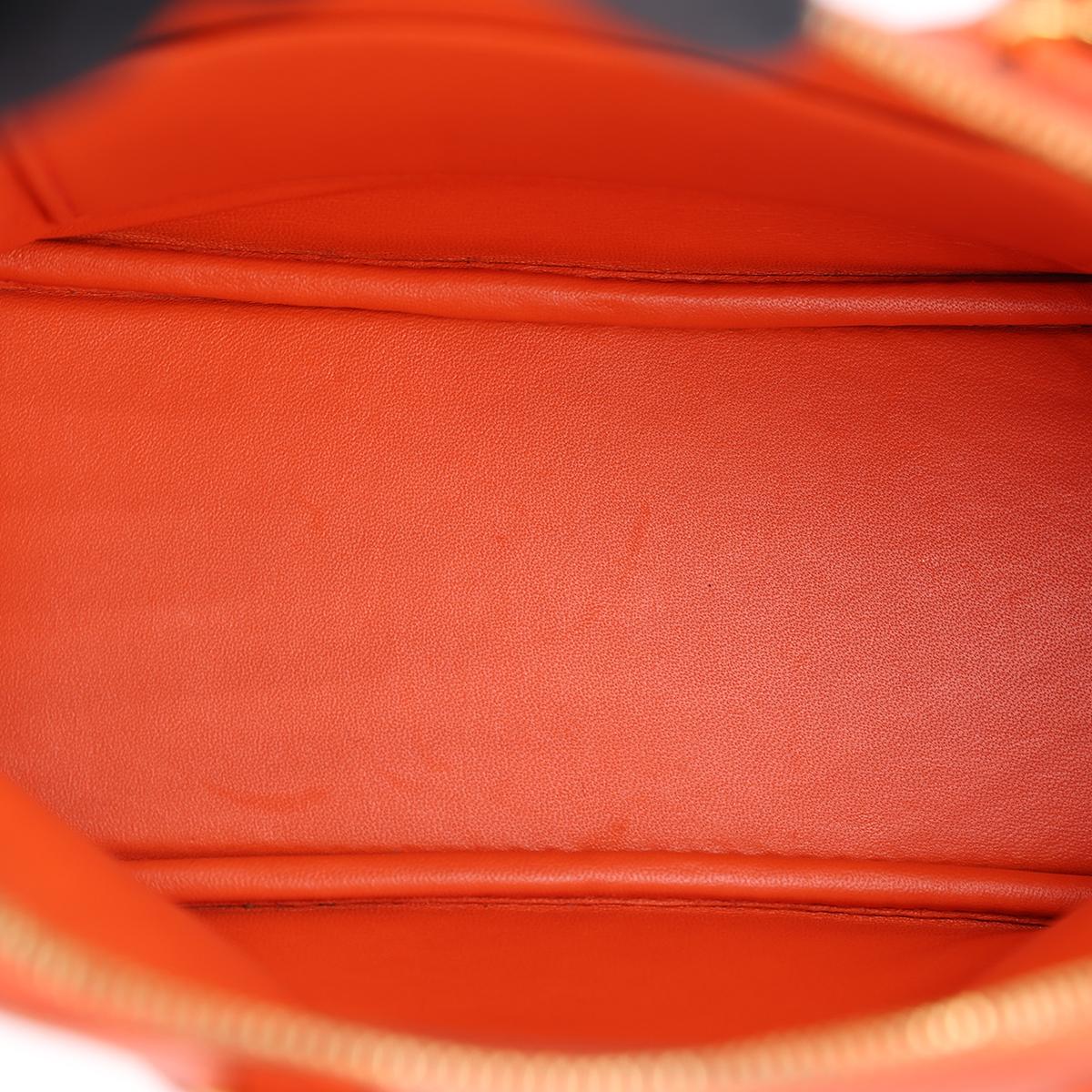 Very Good ( Rank A) HERMÈS Mini Bolide 1923 Orange Poppy (8V) Chevre Gold hardware A (2017) - 15