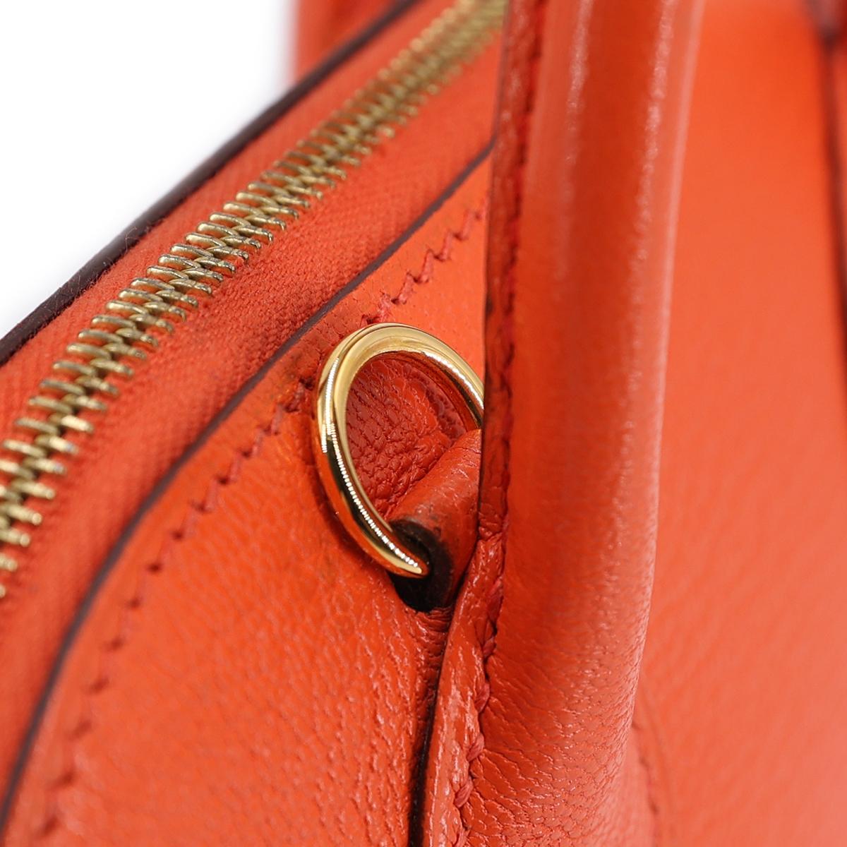 Very Good ( Rank A) HERMÈS Mini Bolide 1923 Orange Poppy (8V) Chevre Gold hardware A (2017) - 12
