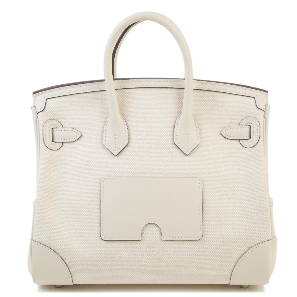 A美品 HERMÈS 愛馬仕 限量款 Birkin Cargo 25 I2 奶油白 Nata Swift牛皮 帆布 銀扣 U刻 2022年 - 3