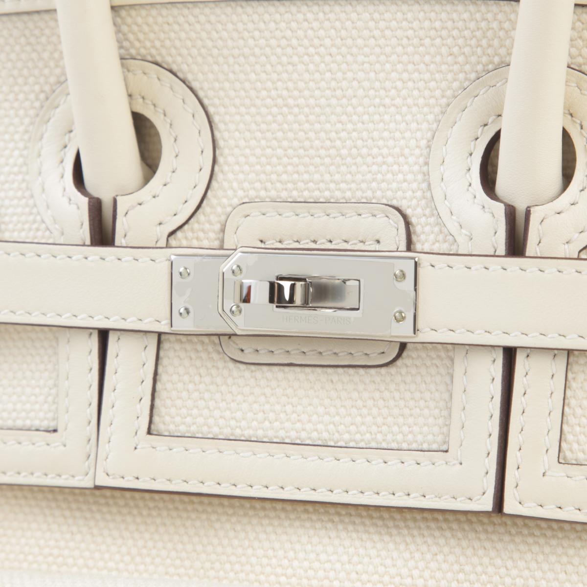 A美品 HERMÈS 愛馬仕 限量款 Birkin Cargo 25 I2 奶油白 Nata Swift牛皮 帆布 銀扣 U刻 2022年 - 13