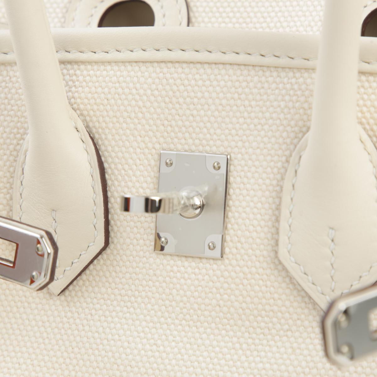 A美品 HERMÈS 愛馬仕 限量款 Birkin Cargo 25 I2 奶油白 Nata Swift牛皮 帆布 銀扣 U刻 2022年 - 14