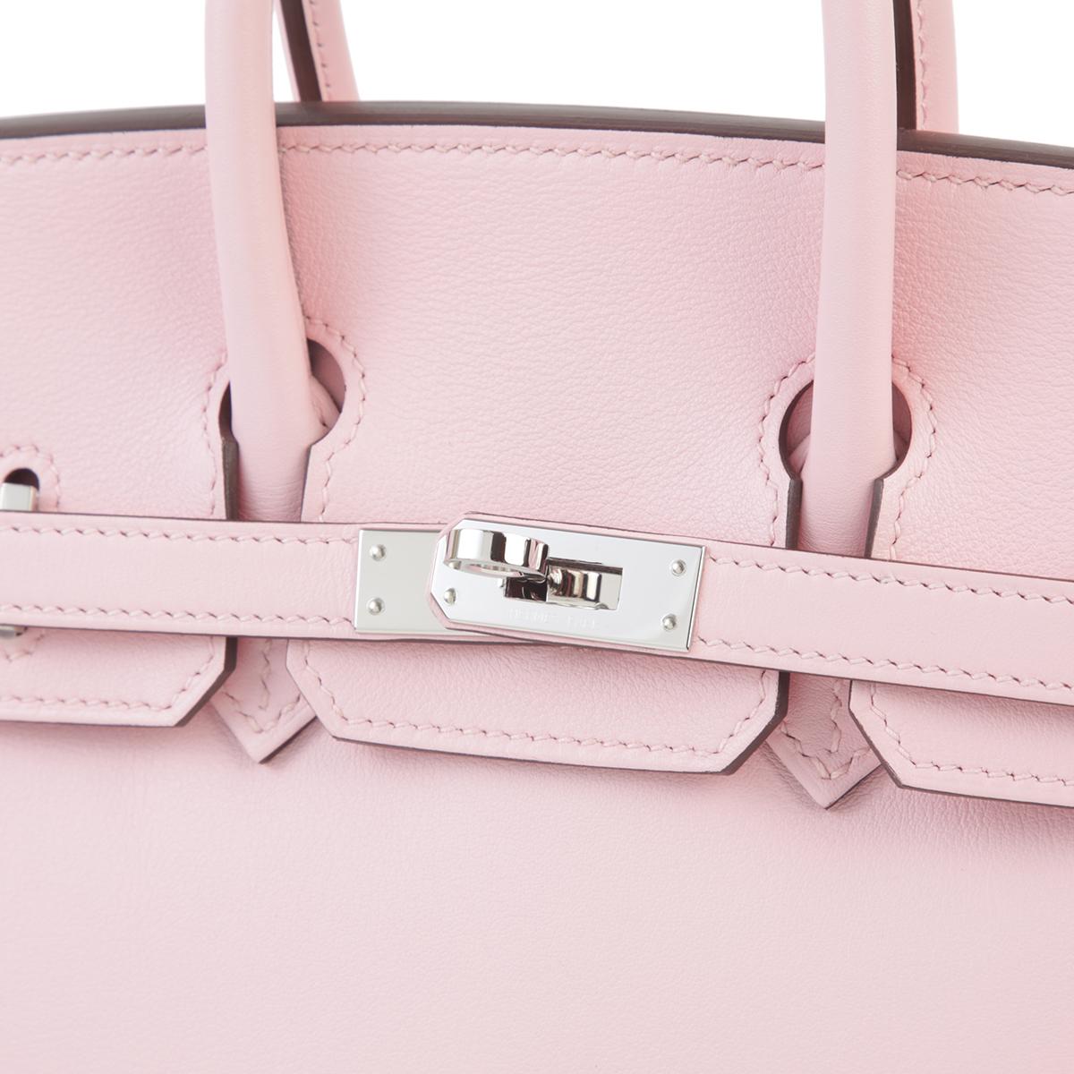 Very Good ( Rank A) HERMÈS Birkin 25 Rose Sakura (3Q) Swift Palladium hardware Z (2021) - 12