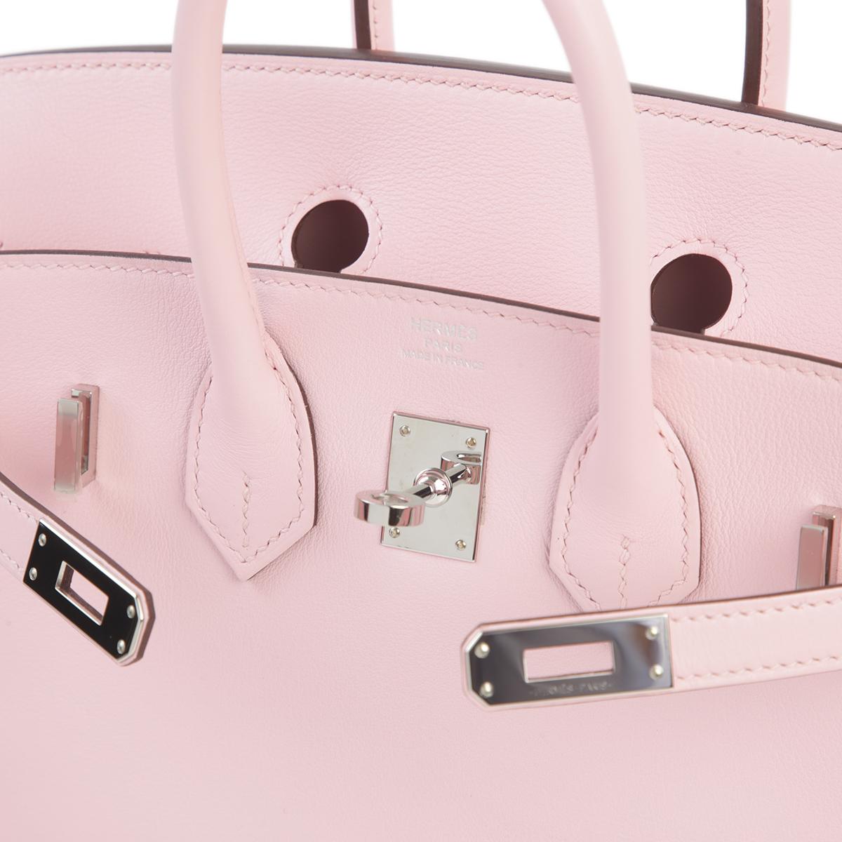 Very Good ( Rank A) HERMÈS Birkin 25 Rose Sakura (3Q) Swift Palladium hardware Z (2021) - 13