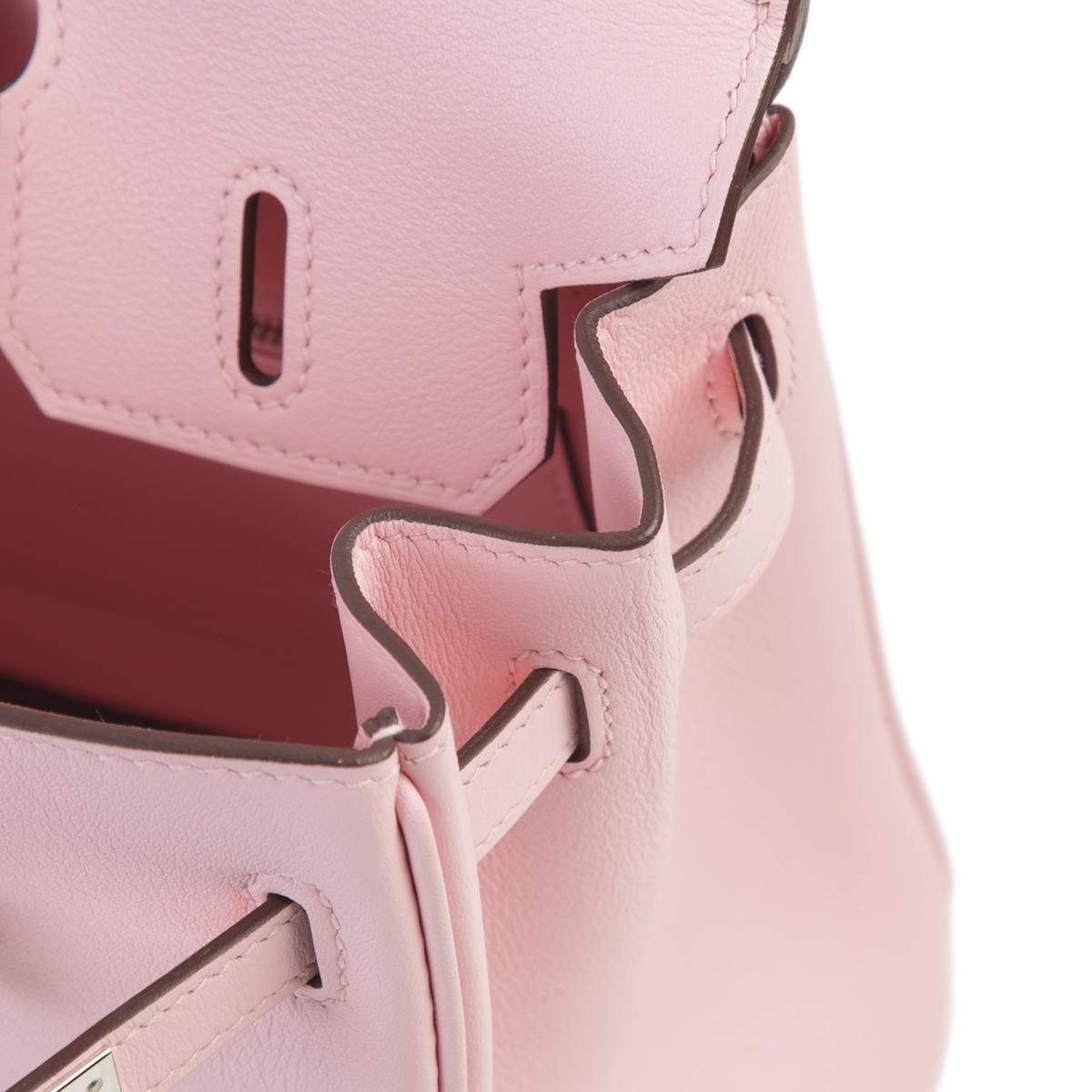 Very Good ( Rank A) HERMÈS Birkin 25 Rose Sakura (3Q) Swift Palladium hardware Z (2021) - 15