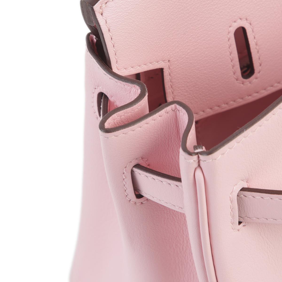 Very Good ( Rank A) HERMÈS Birkin 25 Rose Sakura (3Q) Swift Palladium hardware Z (2021) - 16