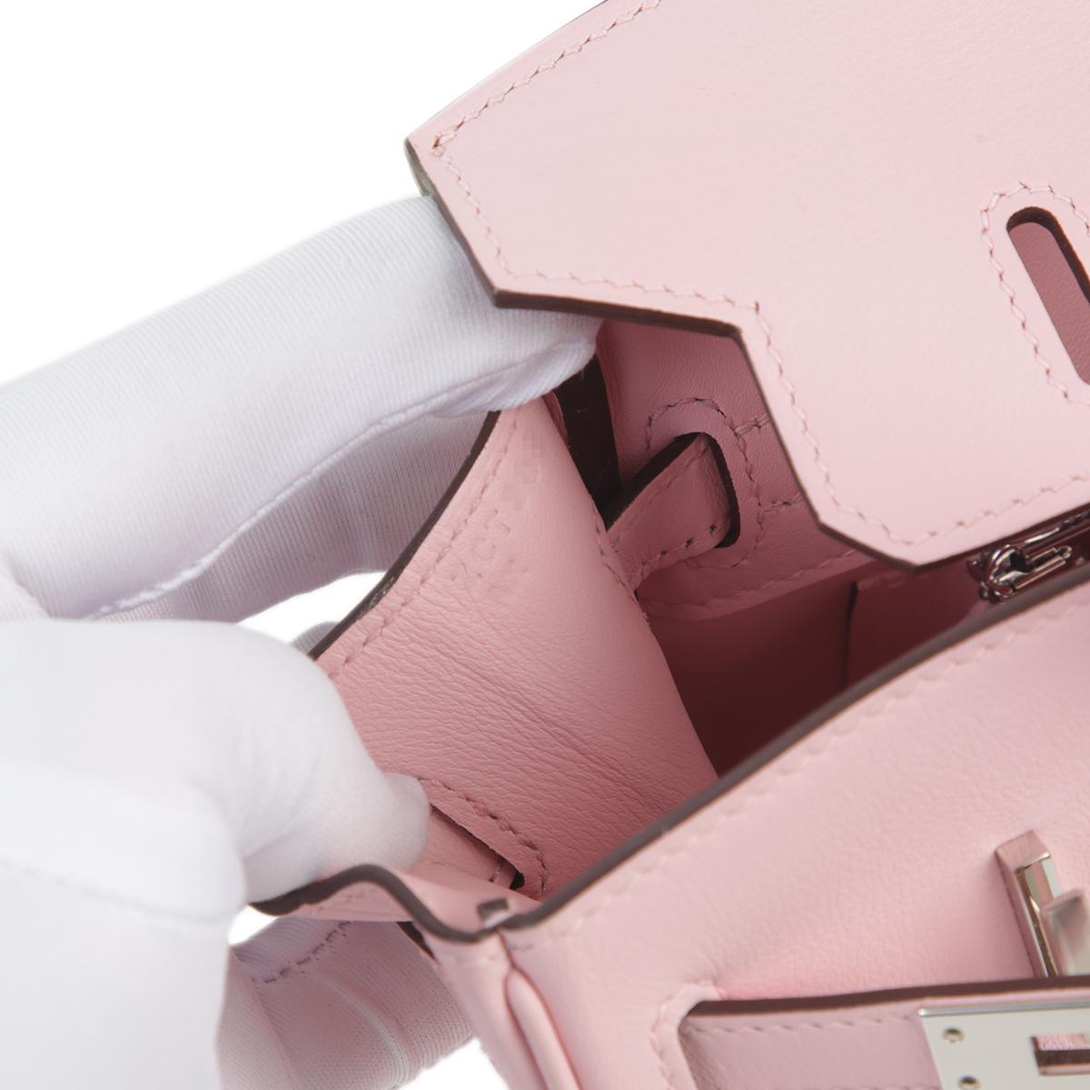 Very Good ( Rank A) HERMÈS Birkin 25 Rose Sakura (3Q) Swift Palladium hardware Z (2021) - 17