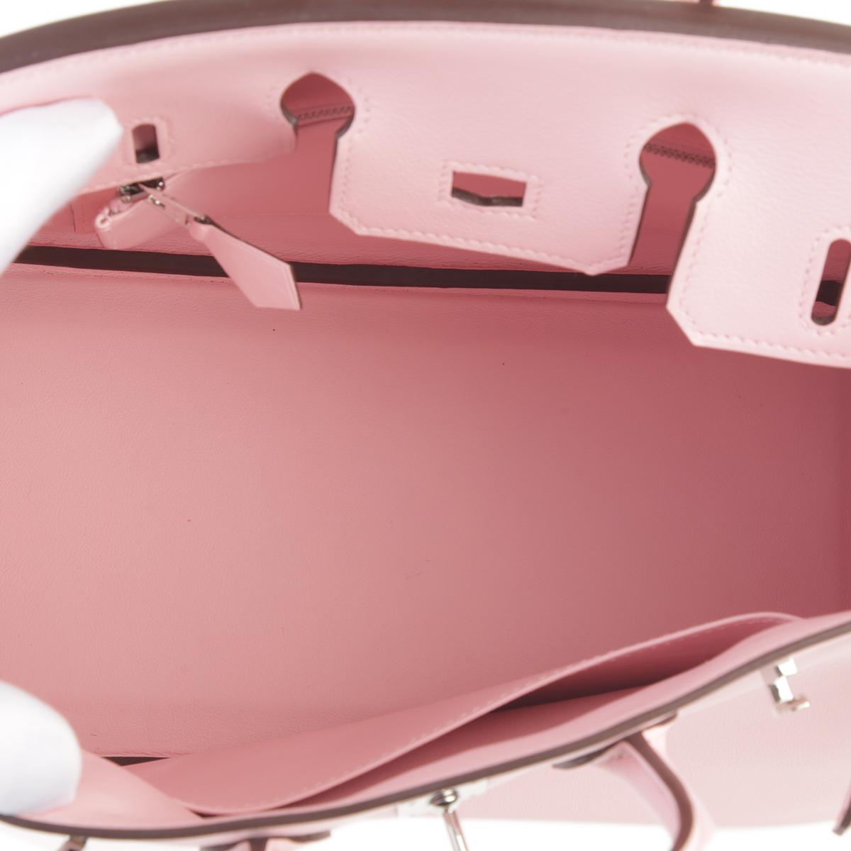 Very Good ( Rank A) HERMÈS Birkin 25 Rose Sakura (3Q) Swift Palladium hardware Z (2021) - 14