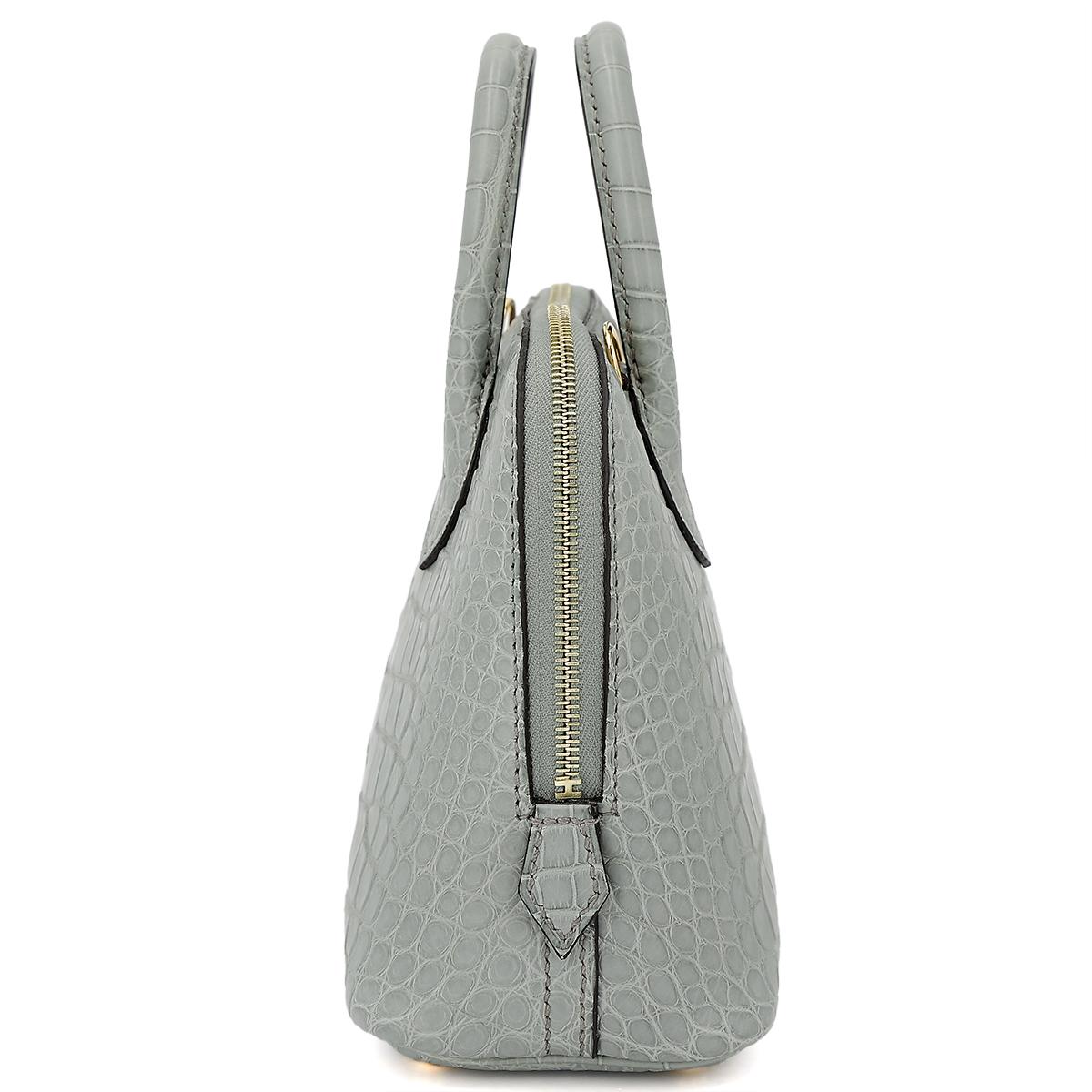 Brand New ( Rank N ) HERMÈS Mini Bolide 1923 Gris Ciment (0V) Alligator Gold hardware B (2023) - 5