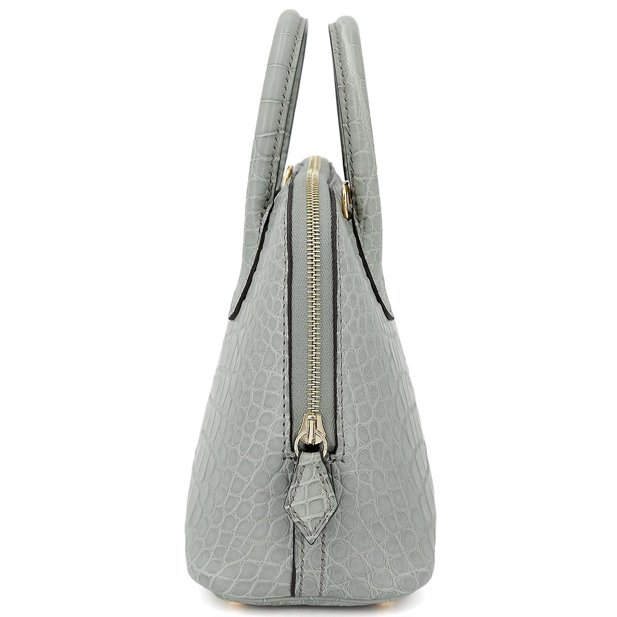 Brand New ( Rank N ) HERMÈS Mini Bolide 1923 Gris Ciment (0V) Alligator Gold hardware B (2023) - 4