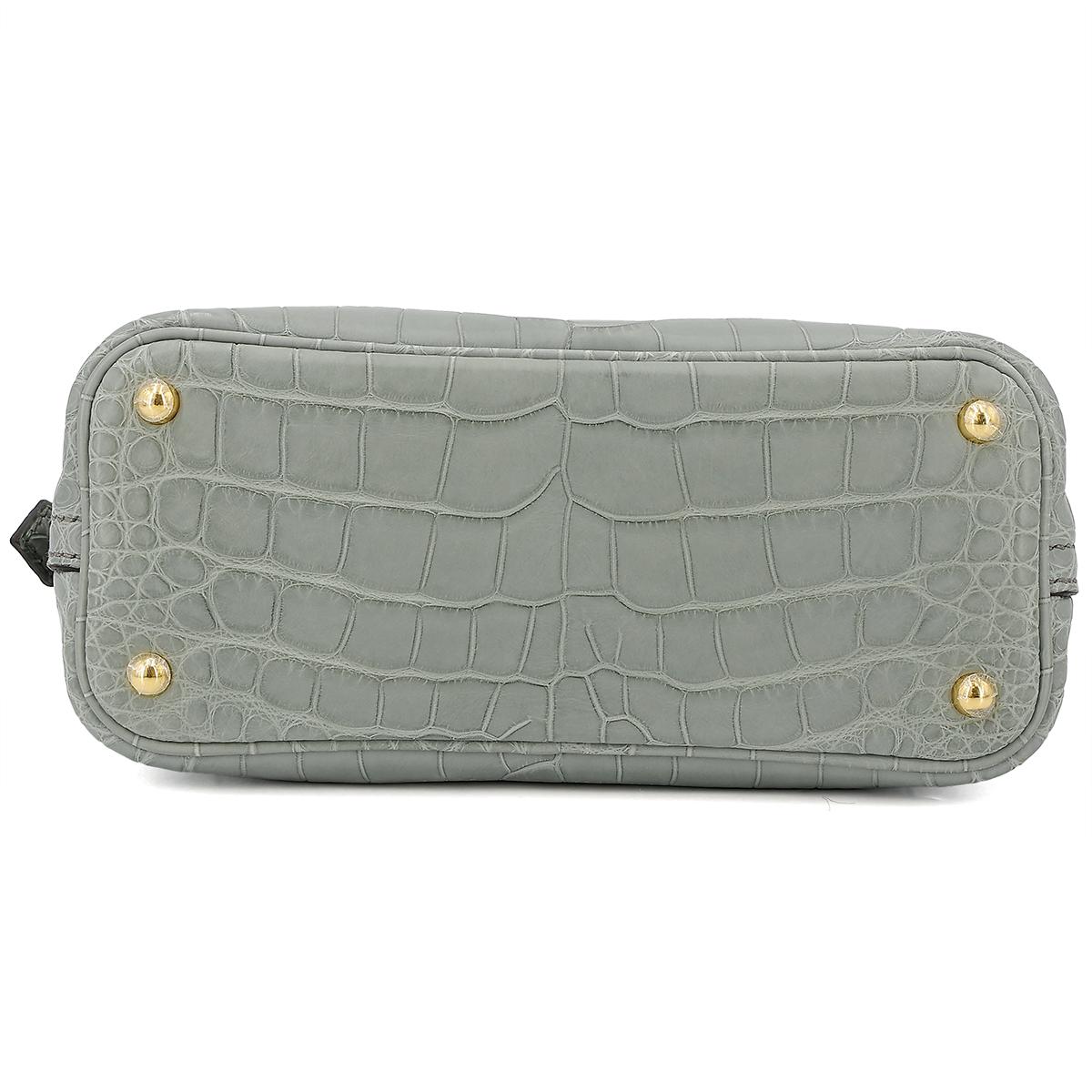 Brand New ( Rank N ) HERMÈS Mini Bolide 1923 Gris Ciment (0V) Alligator Gold hardware B (2023) - 7