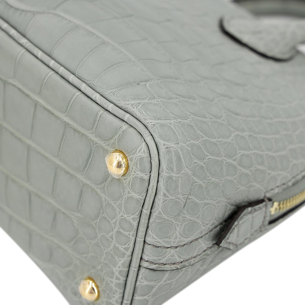Brand New ( Rank N ) HERMÈS Mini Bolide 1923 Gris Ciment (0V) Alligator Gold hardware B (2023) - 9