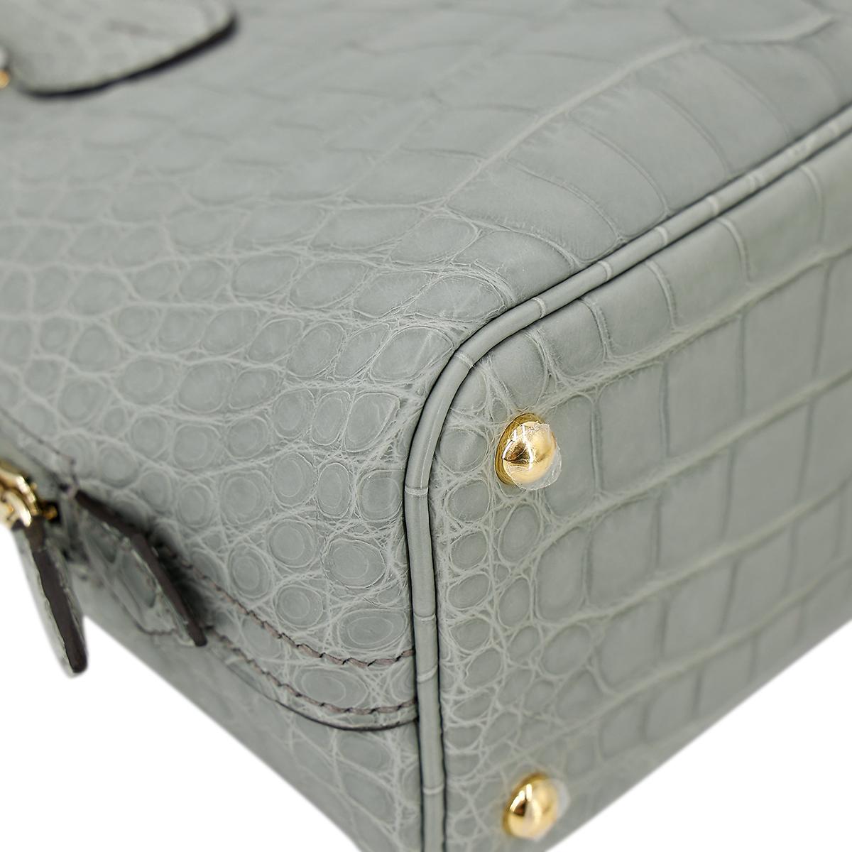 Brand New ( Rank N ) HERMÈS Mini Bolide 1923 Gris Ciment (0V) Alligator Gold hardware B (2023) - 8