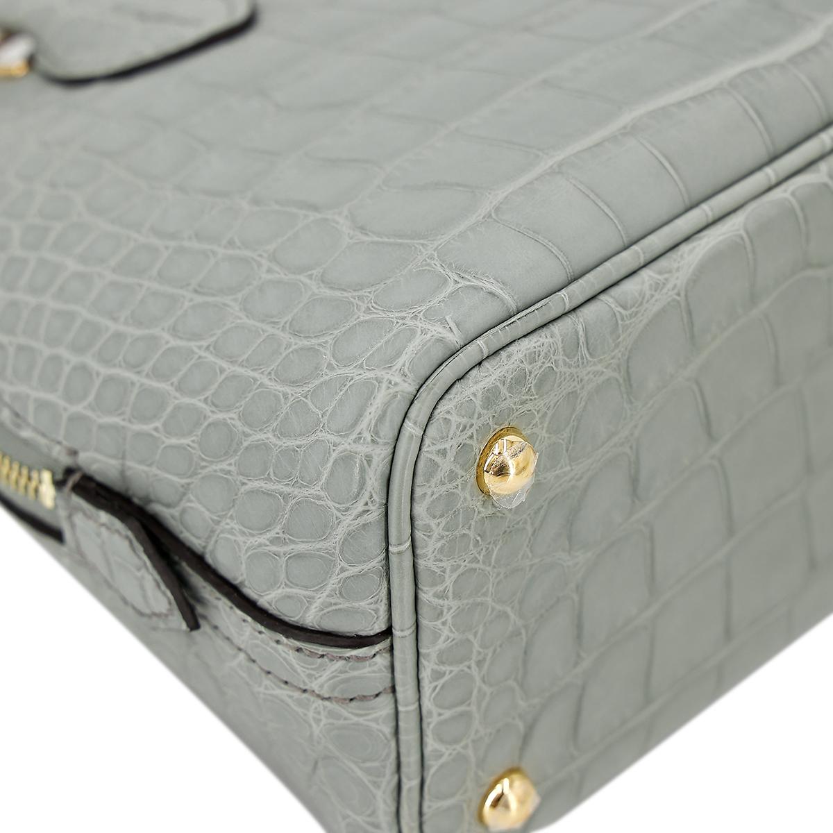 Brand New ( Rank N ) HERMÈS Mini Bolide 1923 Gris Ciment (0V) Alligator Gold hardware B (2023) - 10