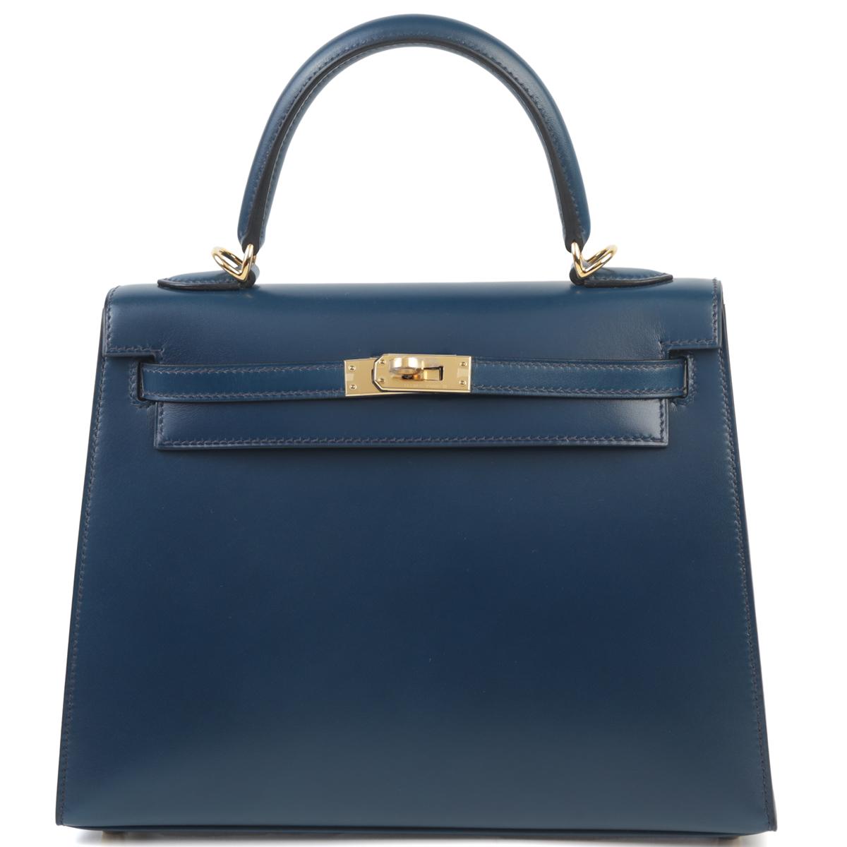 Unused ( Rank NS ) HERMÈS Kelly 25 Sellier Bleu Saphir (73) Box-calf Gold hardware D (2019) - 1